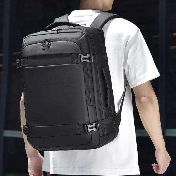Expandable Double Shoulder Backpack For Business Or Casual Use Black Backpacks