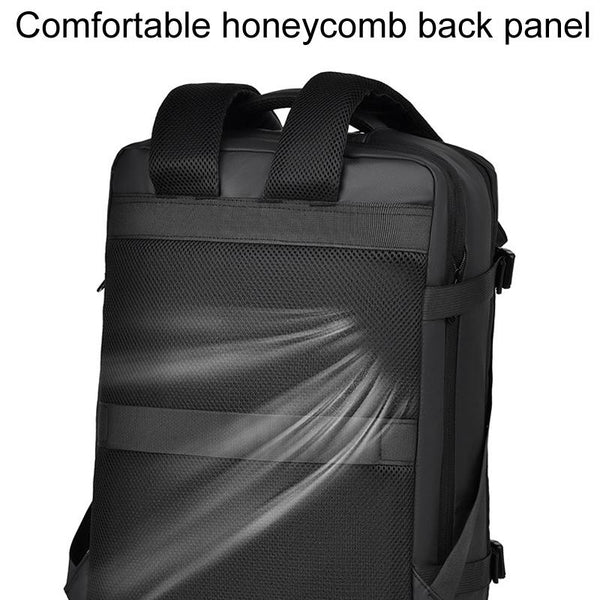 Expandable Double Shoulder Backpack For Business Or Casual Use Black Backpacks