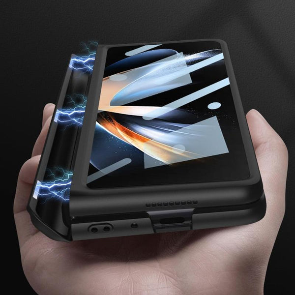 For Samsung Galaxy Z Fold4 5G Foldable Magnetic Flip Case With Holder & Pen Slot Gkk Grey Cases Covers & Skins