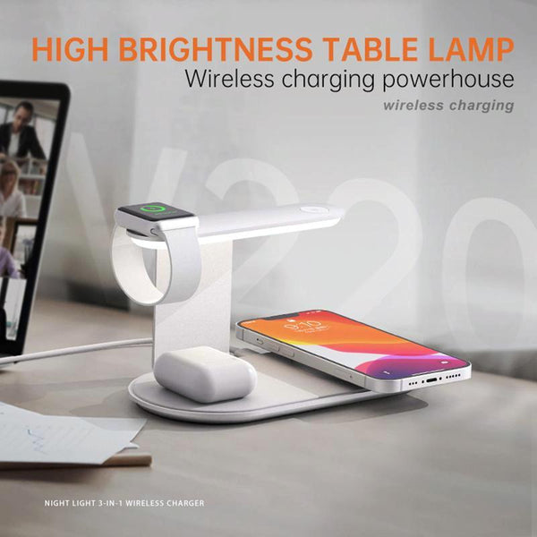 3 In 1 Wireless Charger With Night Light 15W Black Chargers & Cradles