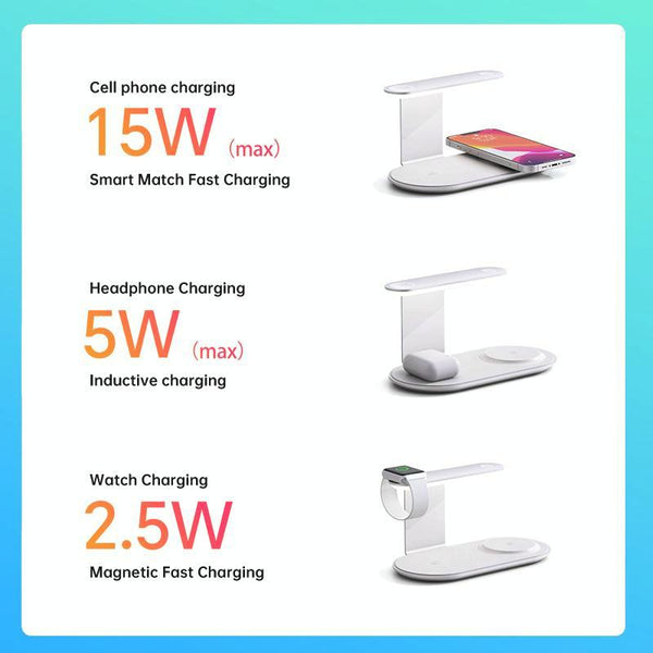 3 In 1 Wireless Charger With Night Light 15W Black Chargers & Cradles