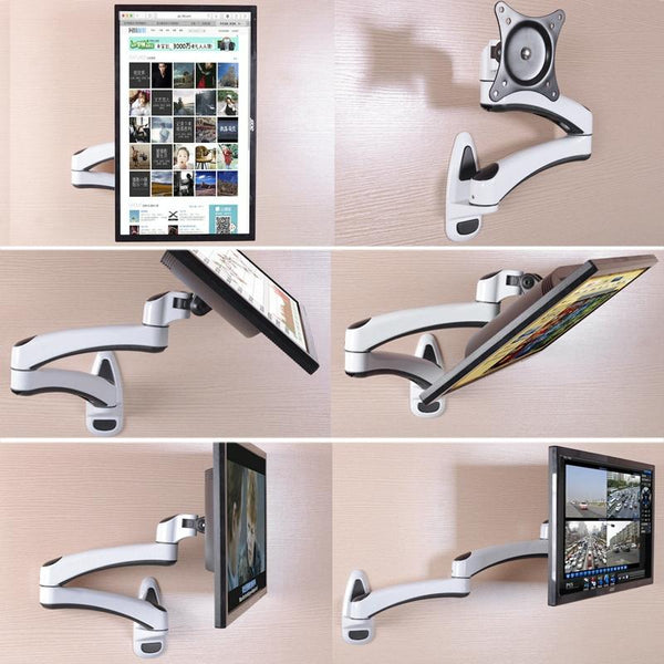White Dual Section Telescopic Monitor Stand Wall Mounted Monitor Mounts & Stands
