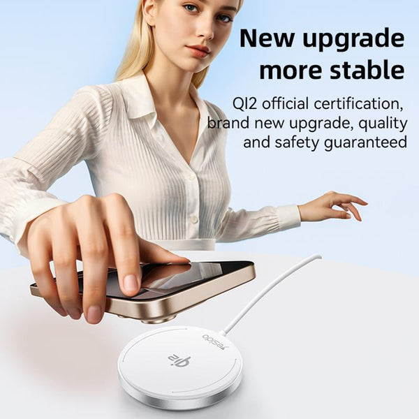 15W Mag Netic Fast Wireless Charger White Chargers & Cradles