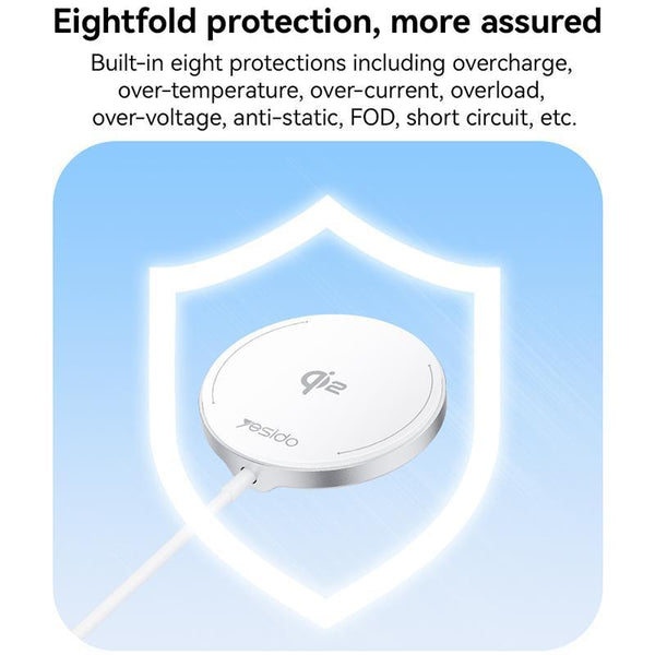 15W Mag Netic Fast Wireless Charger White Chargers & Cradles