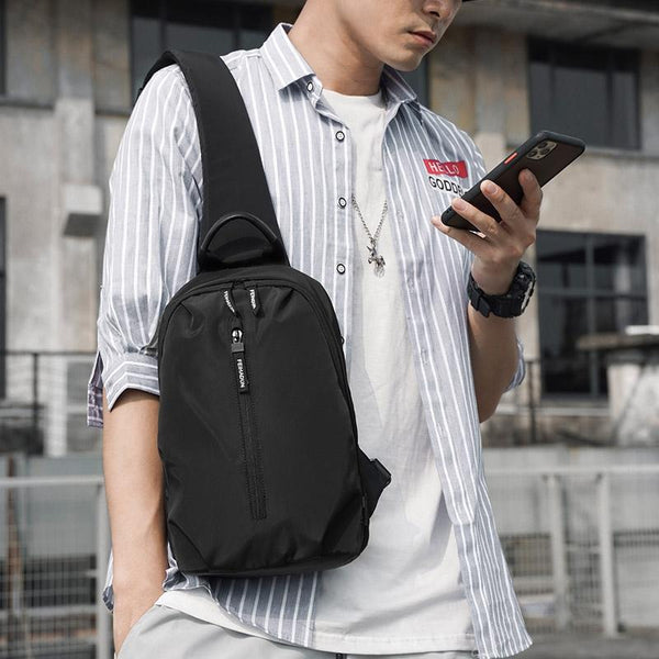 Oxford Chest Bag For Men With Glasses Hang Belt Black Bags