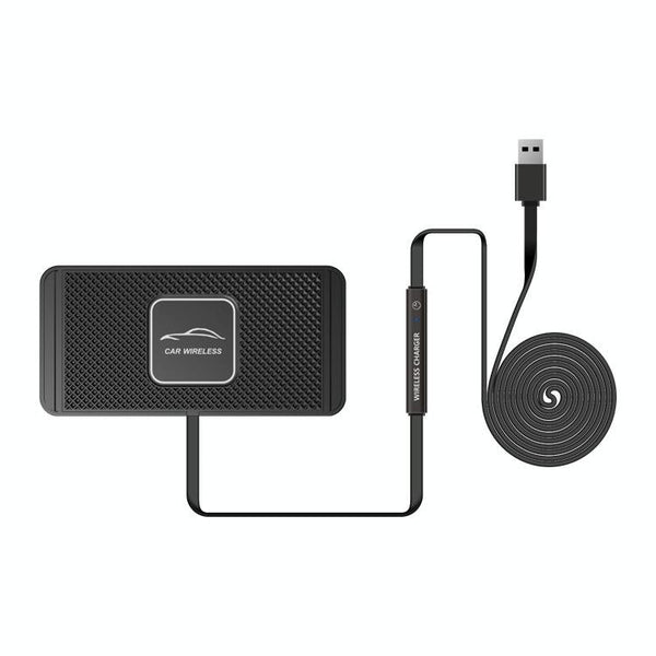 15W Car Wireless Charger With Anti Skid Mats And 1M Usb Cable Black Chargers & Cradles