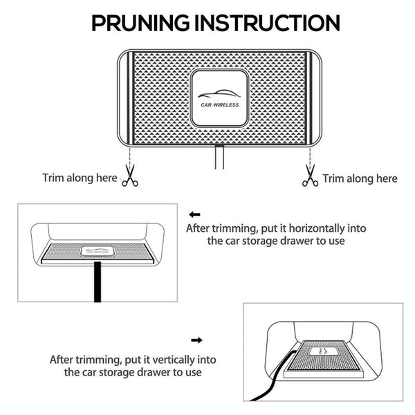 15W Car Wireless Charger With Anti Skid Mats And 1M Usb Cable Black Chargers & Cradles