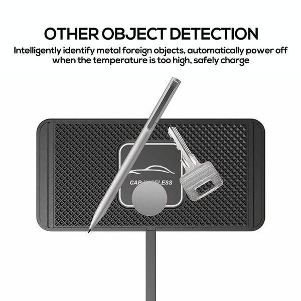 15W Car Wireless Charger With Anti Skid Mats And 1M Usb Cable Black Chargers & Cradles