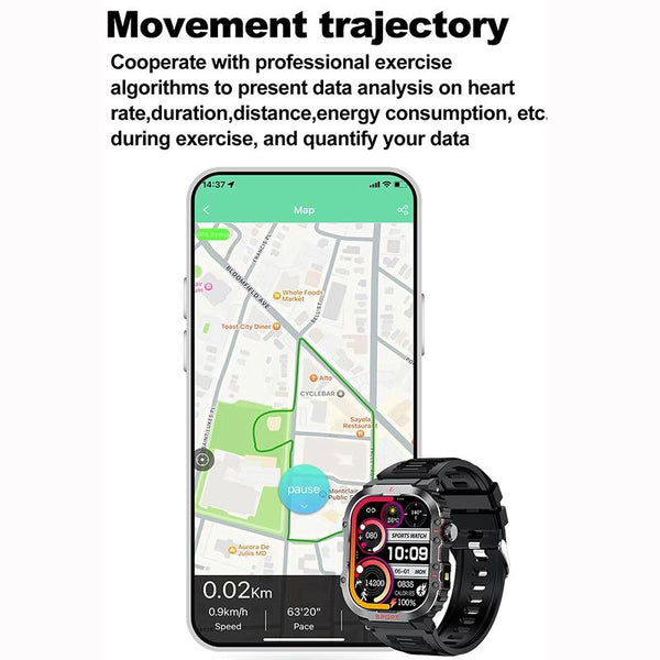 2.01 Inch Screen Silicone Strap 10M Waterproof Smart Watch Support Flashlight / Bluetooth Call Hrv Black Smart Watches