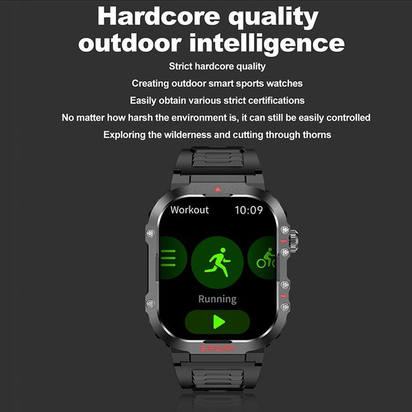 2.01 Inch Screen Silicone Strap 10M Waterproof Smart Watch Support Flashlight / Bluetooth Call Hrv Black Smart Watches