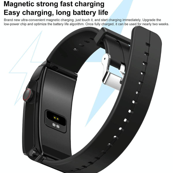 1.5 Inch Silicone Band Earphone Detachable Ip68 Waterproof Smart Watch Support Bluetooth Call Black Smart Watches