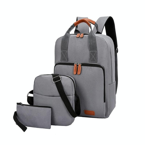 3 In 1 Student Usb Backpack Multi Functional Light Grey Bags
