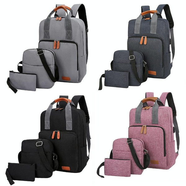 3 In 1 Student Usb Backpack Multi Functional Light Grey Bags