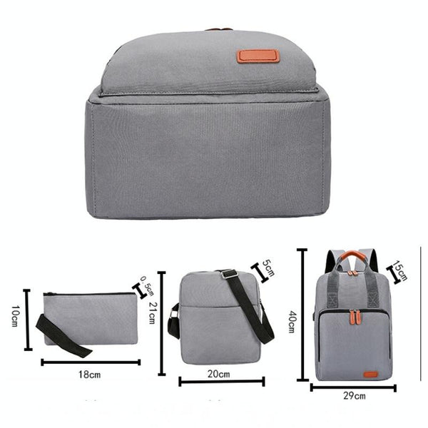 3 In 1 Student Usb Backpack Multi Functional Light Grey Bags