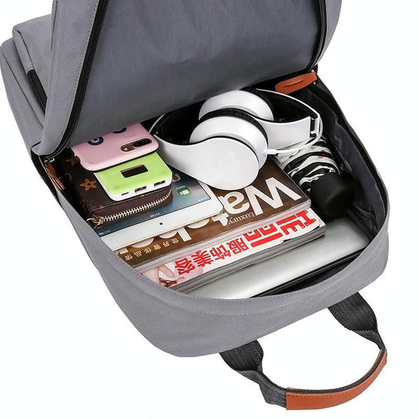 3 In 1 Student Usb Backpack Multi Functional Light Grey Bags
