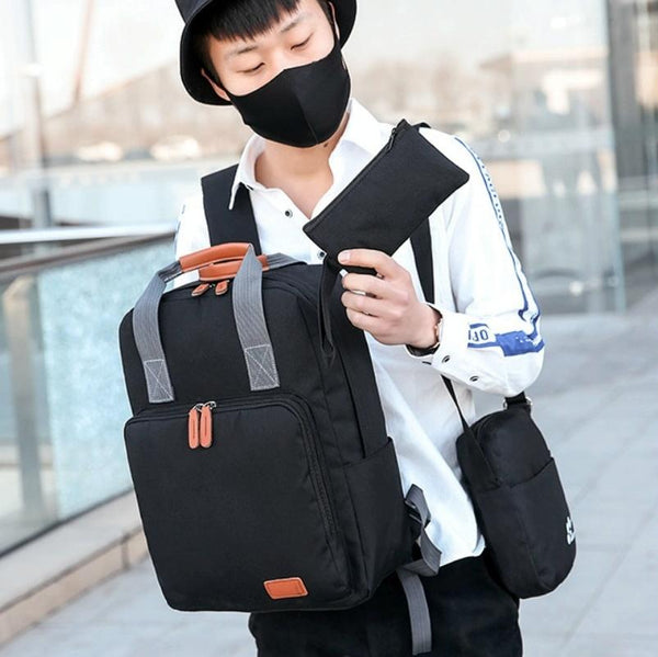 3 In 1 Student Usb Backpack Multi Functional Light Grey Bags