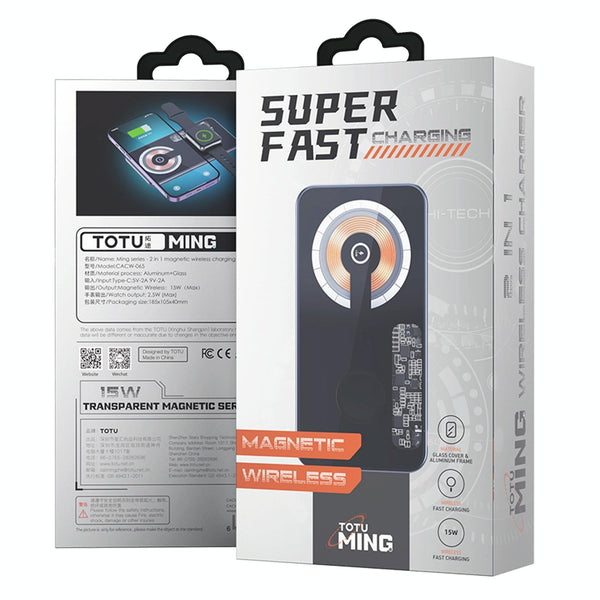 2 In 1 Magnetic Wireless Charger Grey Chargers & Cradles