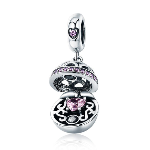 925 Sterling Silver Surprise Love Pendant For Diy Bracelets & Necklaces Pink Charms & Pendants