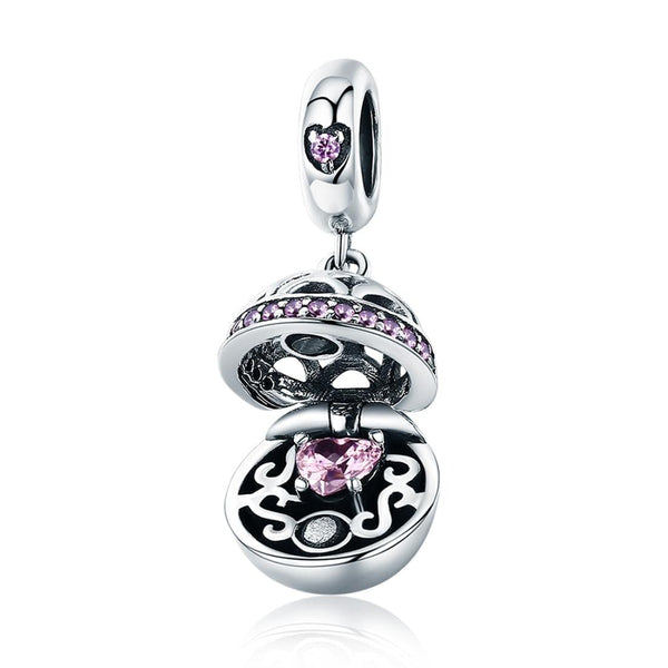 925 Sterling Silver Surprise Love Pendant For Diy Bracelets & Necklaces Pink Charms & Pendants