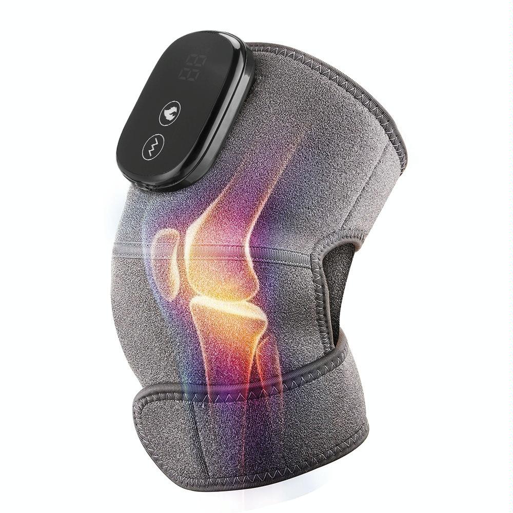 Vibrating Knee Massager With Heat Therapy Gray Massagers