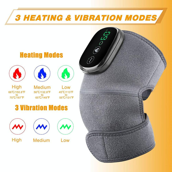 Vibrating Knee Massager With Heat Therapy Gray Massagers
