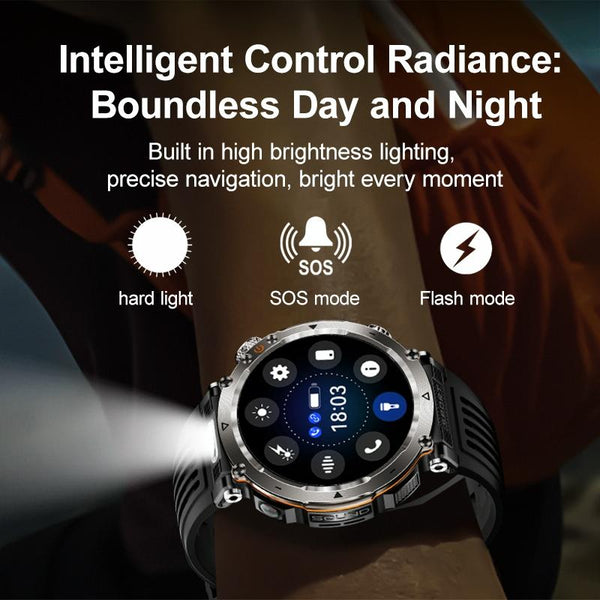 Waterproof Smart Watch With Flashlight Banknote Detector And Compass Camo Blue Smart Watches