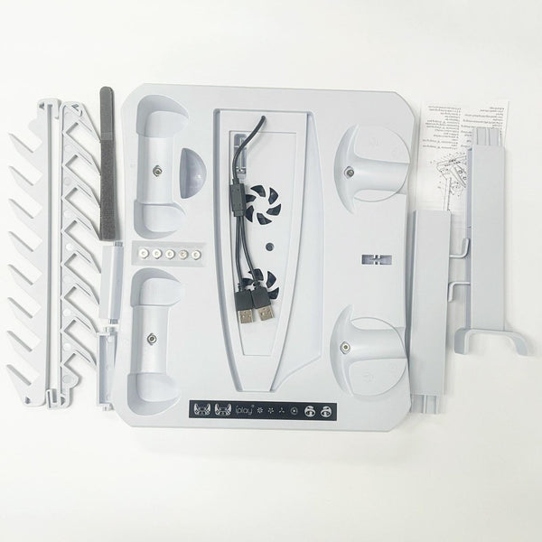 Multifunctional Cooling Base For Ps5 With Vr2 Handle Charging And Disc Storage Stand White Cooling Devices