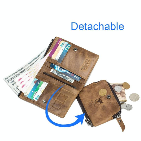 Detachable Rfid Leather Wallet Anti Theft Wallets