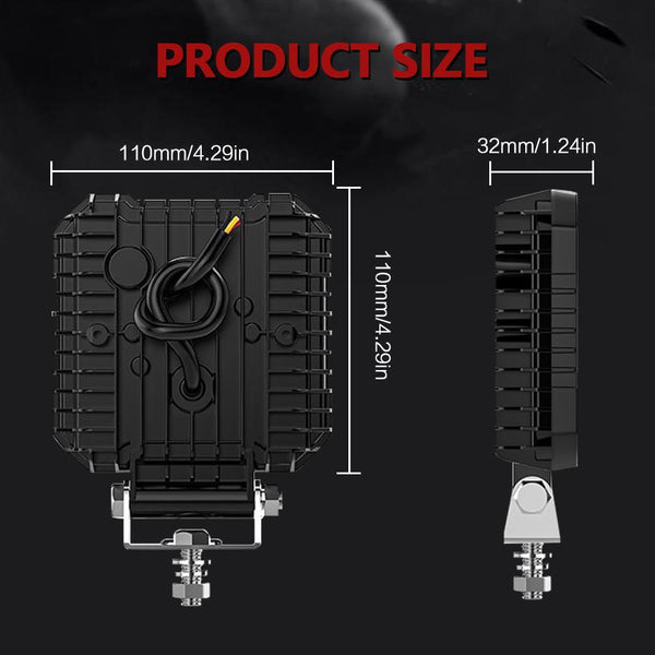 4 Inch Square Mixed Luminous Fishbone Angel Eye Car Work Light Led Car Lights