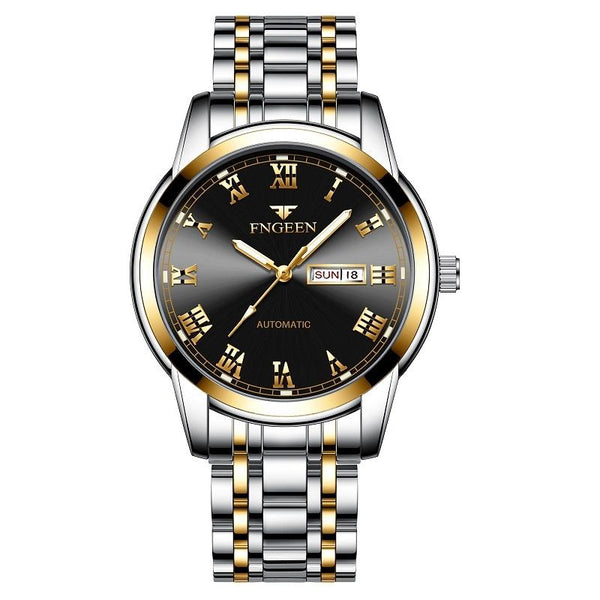 Men Luminous Quartz Watch With Roman Numeral Dial Sporty Style Between Gold Blue Surface Watches
