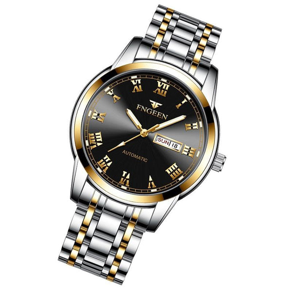Men Luminous Quartz Watch With Roman Numeral Dial Sporty Style Between Gold Blue Surface Watches