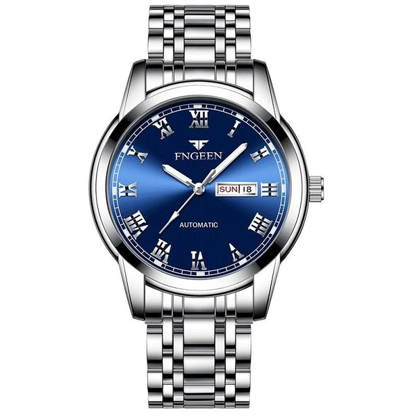 Men Luminous Quartz Watch With Roman Numeral Dial Sporty Style Between Gold Blue Surface Watches