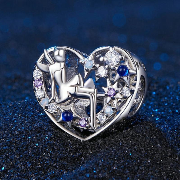 925 Sterling Silver Diy Elf Heart Bead Bracelet & Necklace Set Charms & Pendants