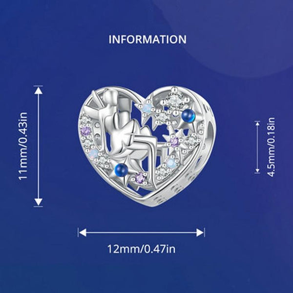 925 Sterling Silver Diy Elf Heart Bead Bracelet & Necklace Set Charms & Pendants
