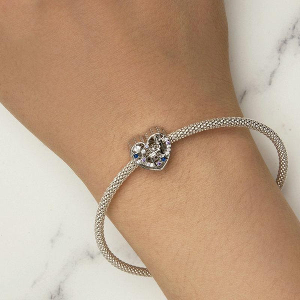 925 Sterling Silver Diy Elf Heart Bead Bracelet & Necklace Set Charms & Pendants