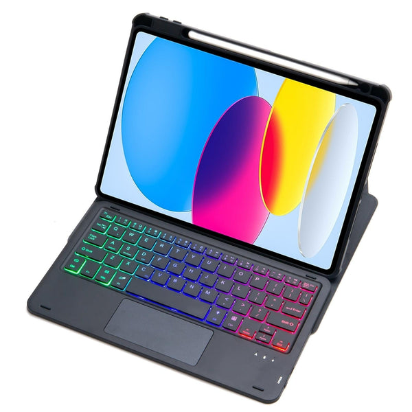 360 Rotation Bluetooth Keyboard Leather Case For Ipad 10.9 2022 With Touch Control And Backlight Black Keyboards