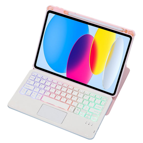 360 Rotation Bluetooth Keyboard Leather Case For Ipad 10.9 2022 With Touch Control And Backlight Black Keyboards