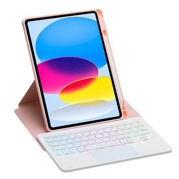 360 Rotation Bluetooth Keyboard Leather Case For Ipad 10.9 2022 With Touch Control And Backlight Black Keyboards