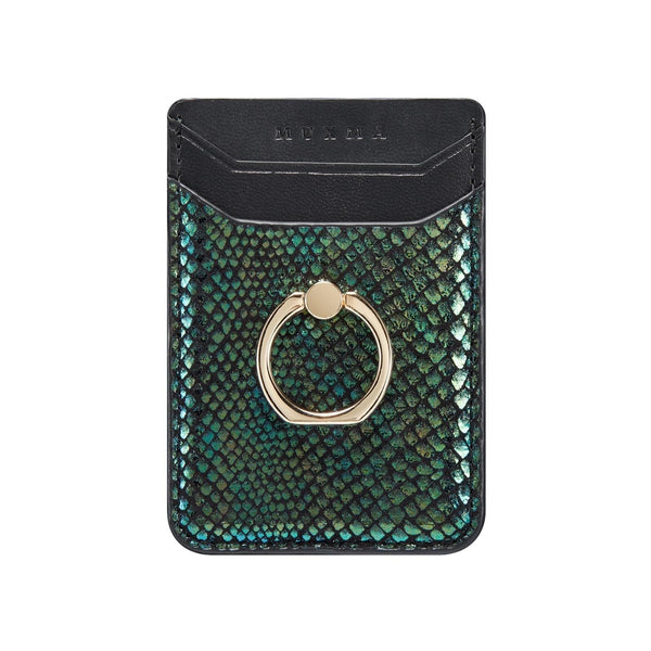 Rfid Snake Texture Phone Card Bag With Ring Fits Most Phones Green Other Mobile Accessories