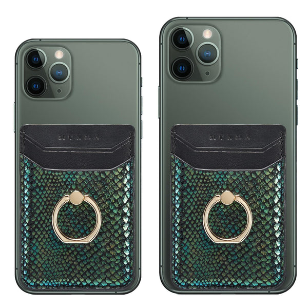 Rfid Snake Texture Phone Card Bag With Ring Fits Most Phones Green Other Mobile Accessories