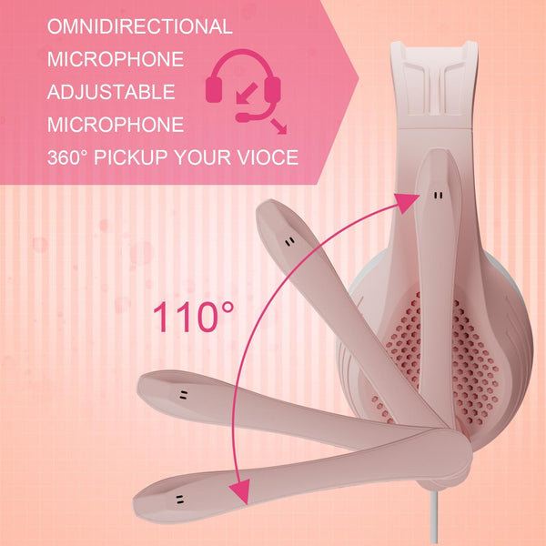 Gaming Headset With Mic 3.5Mm Port Rose Gold Headsets