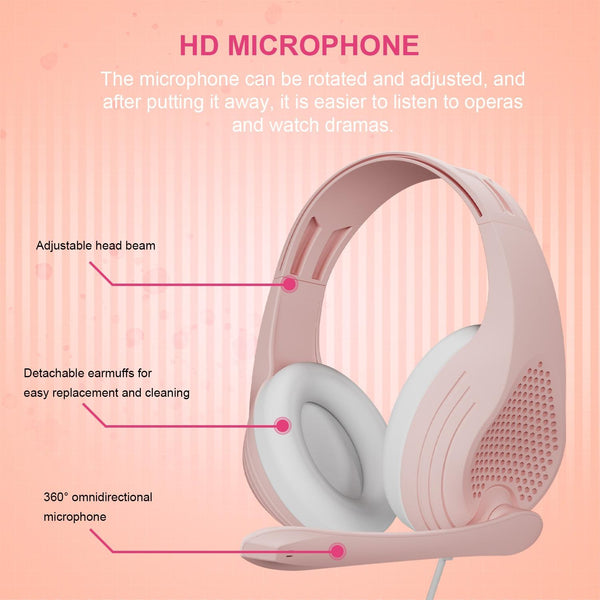 Gaming Headset With Mic 3.5Mm Port Rose Gold Headsets