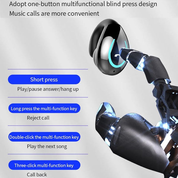 Yx08 Ultra Light Ear Hook Stereo Wireless V5.0 Bluetooth Earphones Black Earbuds