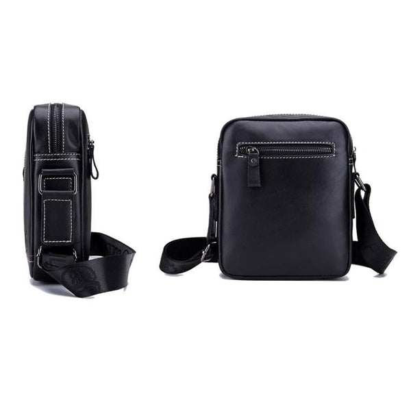 Men Leather Shoulder Bag Casual Mini Diagonal Black Bags