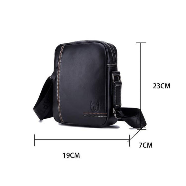 Men Leather Shoulder Bag Casual Mini Diagonal Black Bags