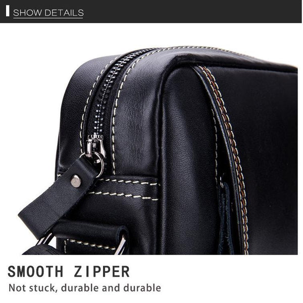 Men Leather Shoulder Bag Casual Mini Diagonal Black Bags