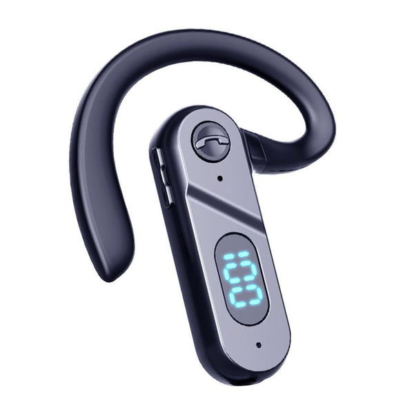V28 Bluetooth Voice Control Earphone Black Digital Display Single Headphones