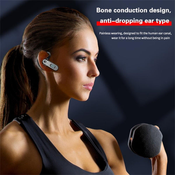 V28 Bluetooth Voice Control Earphone Black Digital Display Single Headphones