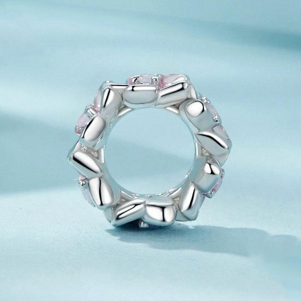 925 Sterling Silver Gradient Cherry Blossom Spacer Beads Charms & Pendants