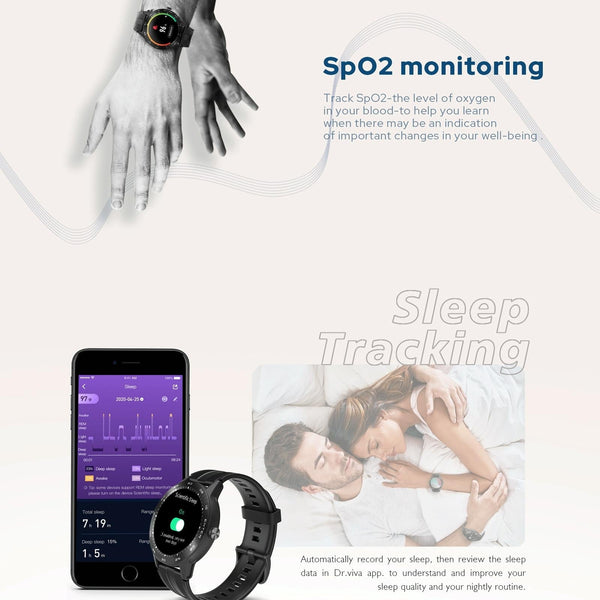 1.3 Inch Tft Smart Watch Sleep Heart Oxygen Monitoring 5Atm Waterproof Black Smart Watches